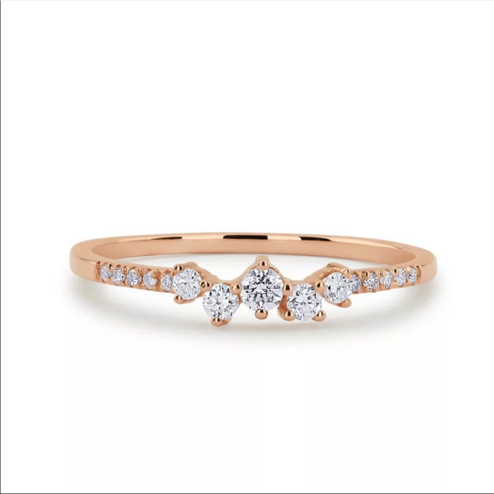 New 18K Rose Gold Dainty Diamond Ring - Picture 2 of 2